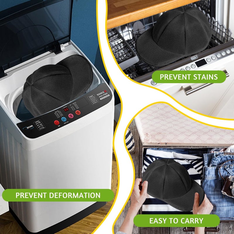 Eiito Hat Washer Cage Hat Washing Machine with Frame Cage and Hat Washer Bag Baseball Hat Washer Suitable for Adult and Kid's 1-Pack Black - Image 4